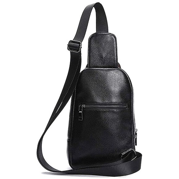 Leather Sling Bag Crossbody Backpack for Men Women-13black main image 5